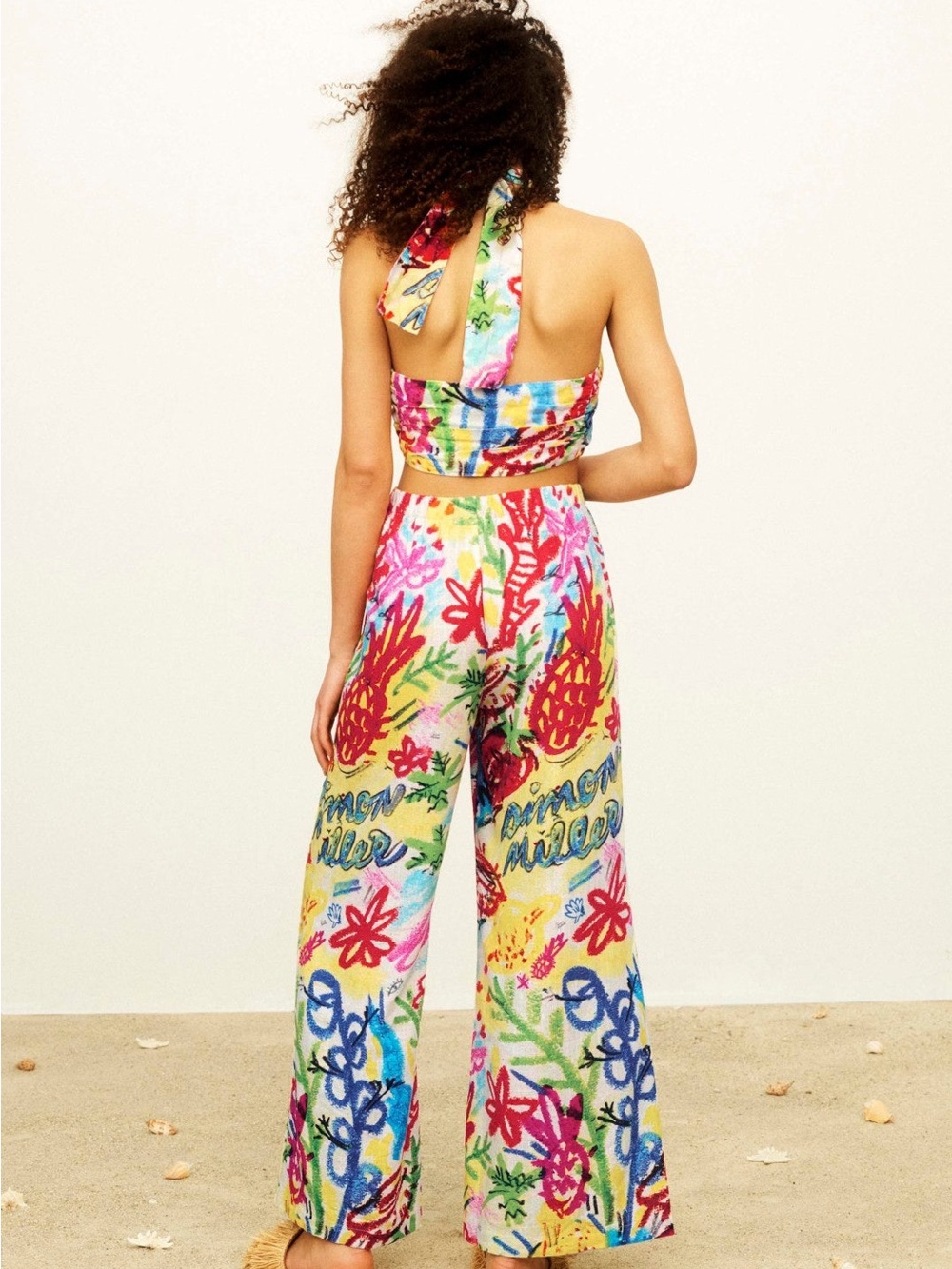 Colorful Abstract Floral Wide-Leg Lounge Pants - Picture 3 of 7